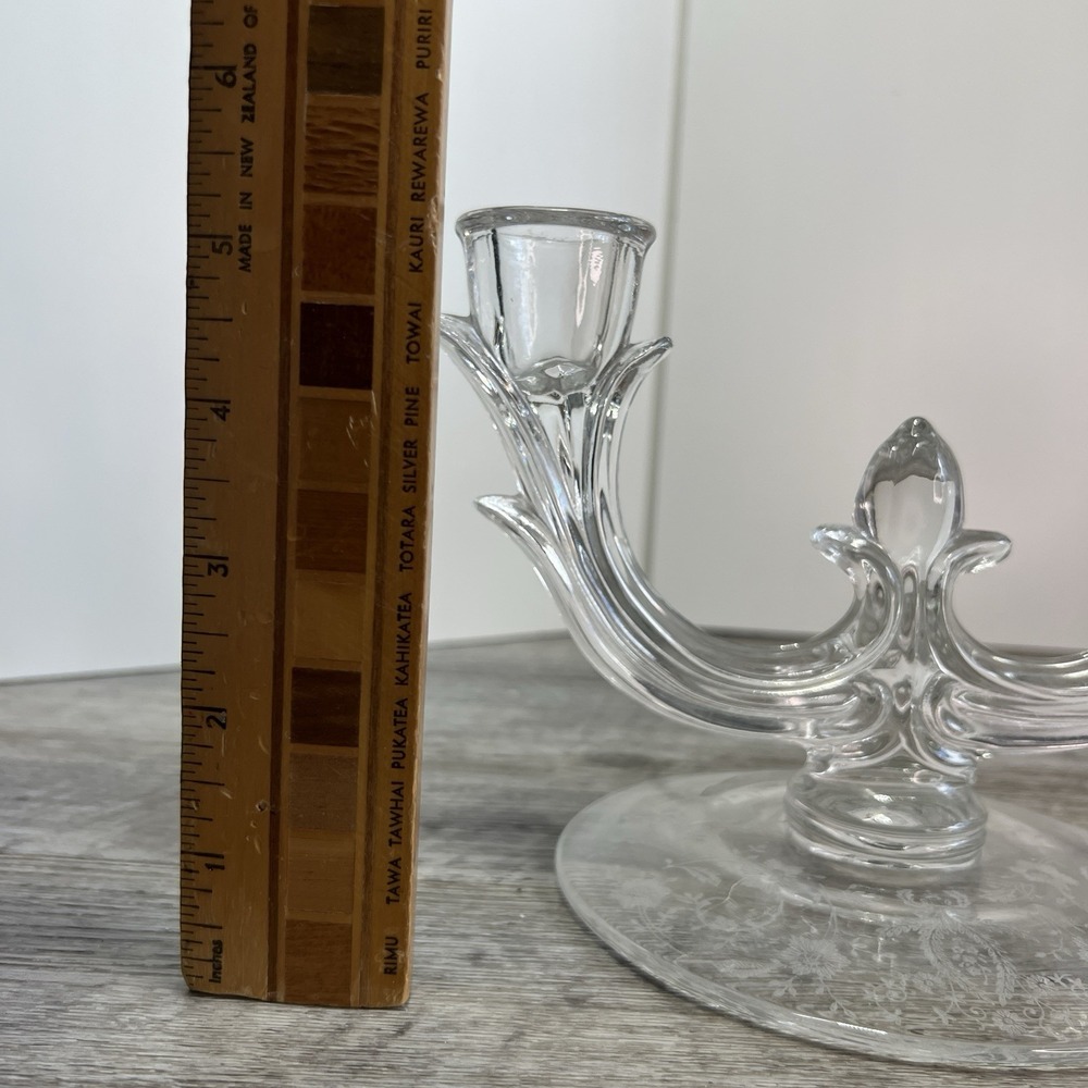 New Martinsville Viking Glass Prelude Double Stick Branch Candle Holder - Picture 5 of 8